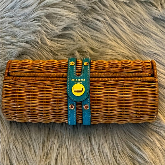 kate spade Handbags - Kate Spade Wicker and Leather Clutch